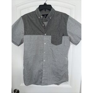 Molokai Surf Co Button Down Short Sleeve Men's M Two tone Grey Shirt